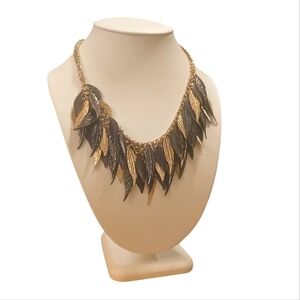 Vintage & Unique Feather Double Chain Necklace.